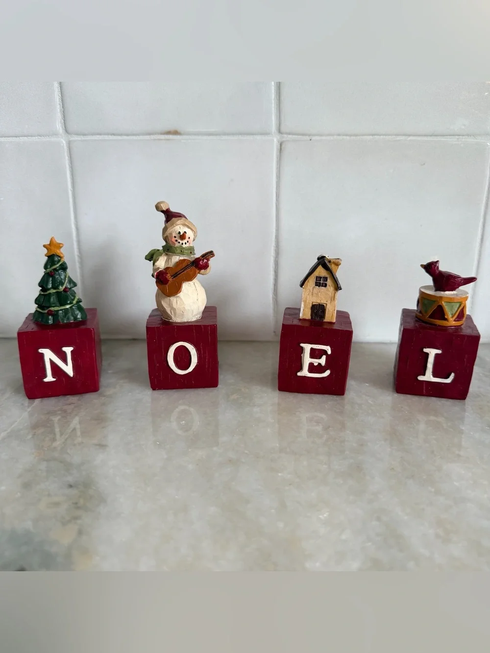 Vintage Kohl’s NOEL Holiday Block Set - Red Wooden Christmas Decor